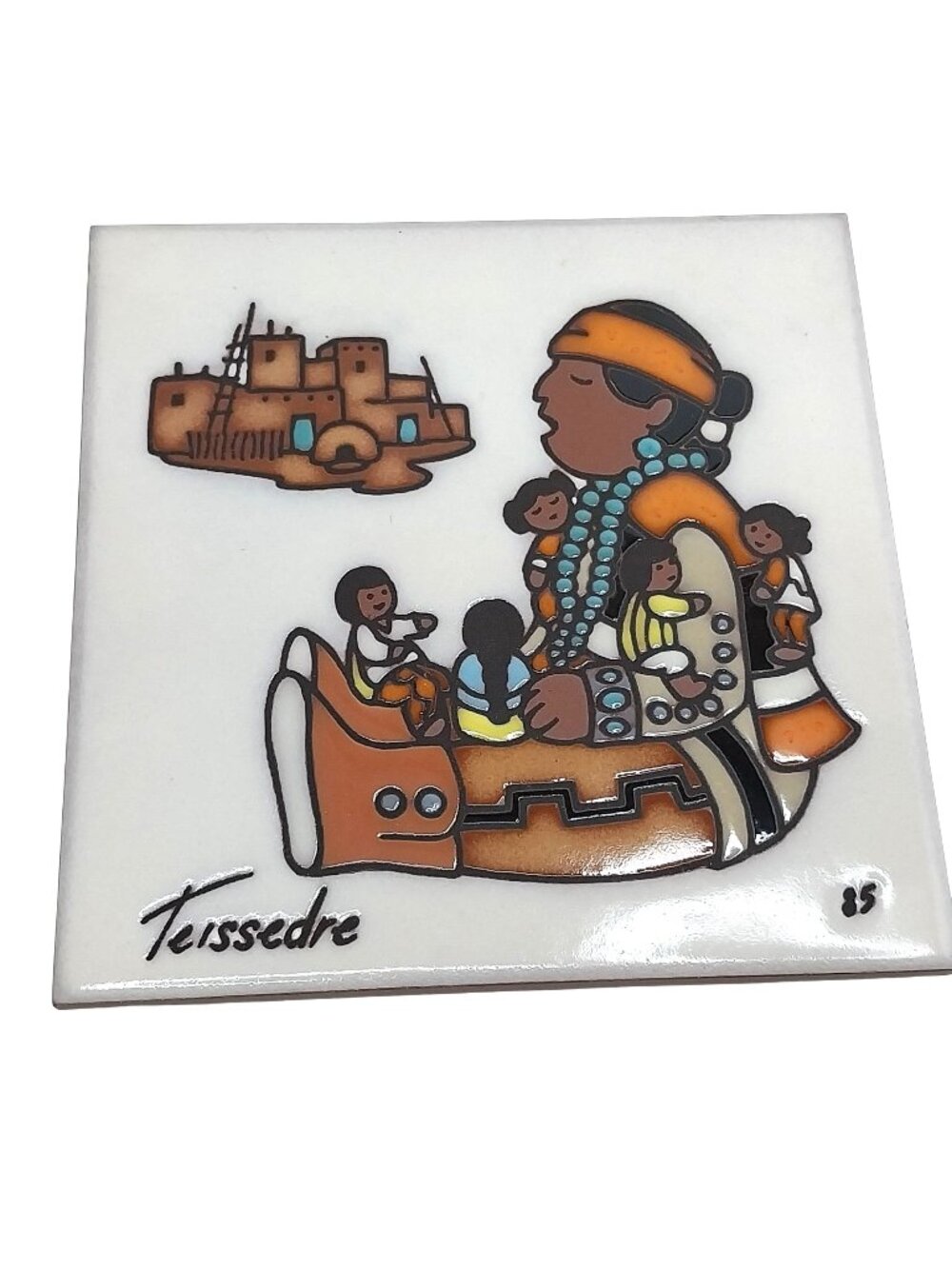 Teissedre Designs Southwestern Native American Ceramic Tile Storyteller Trivet